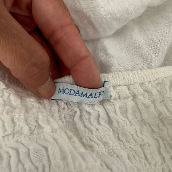 Modamalfi A Line Mini Dresses Scoop Neck Sleeveless Minimalist White Linen Sz S - Picture 9 of 10